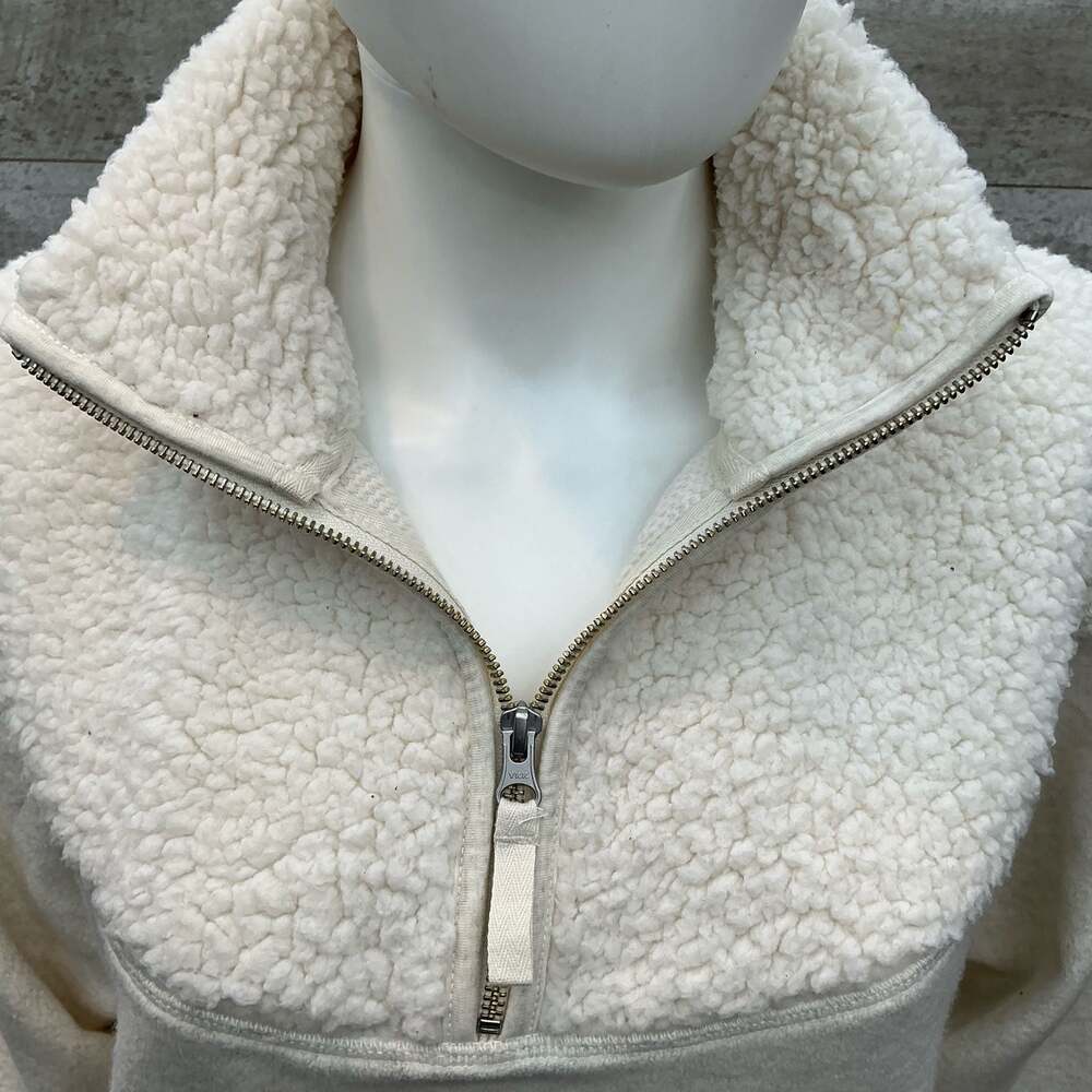 Aerie Love This Moment Cream Sherpa 1/4 Zip Pullover Fleece Sweater XXS